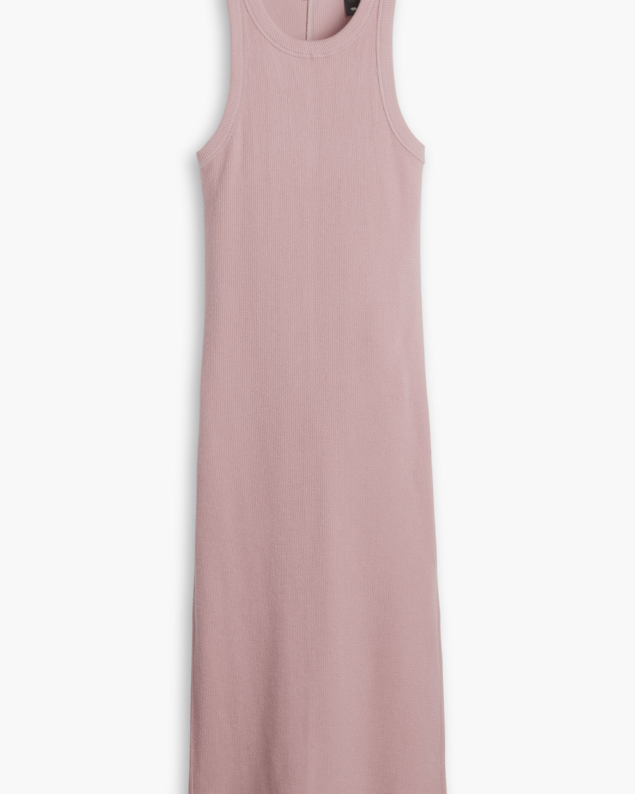 View of model wearing Pale Mauve Women's Tank Dress.