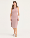 Front view of model wearing Pale Mauve Women's Tank Dress.