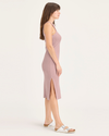 Side view of model wearing Pale Mauve Women's Tank Dress.