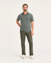 Front view of model wearing Parkfied Buttercream Crown Blue Men's Slim Fit Smart 360 Flex Ultimate Chino Pants.