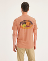 Back view of model wearing Peach Blossom Men's Slim Fit Logo Tee.