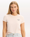 View of model wearing Peach Blush Graphic Tee, Slim Fit.