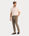 View of model wearing Peach Blush Pique Polo, Slim Fit.