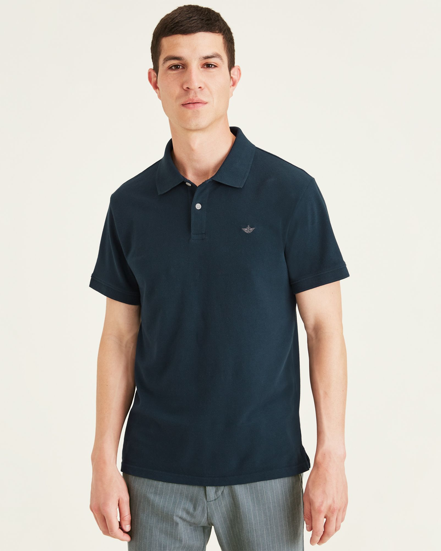 Front view of model wearing Pembroke Pique Polo, Slim Fit.