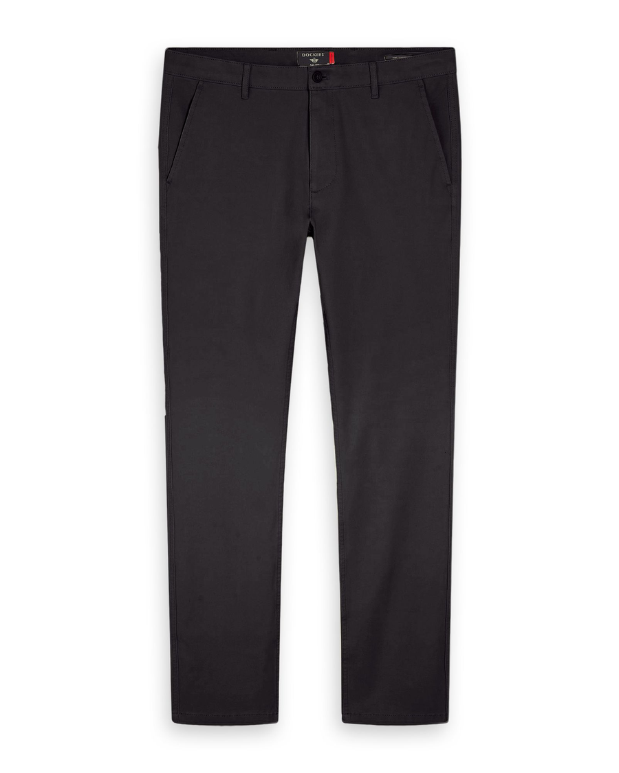 Front view of model wearing Pirate Black Essential Chino Pants, Skinny Fit.