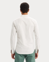 Back view of model wearing Playoff Tea 2 Button Collar Shirt, Slim Fit.