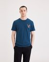 Front view of model wearing Poseidon Men's Slim Fit Logo Tee.