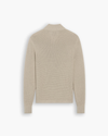 View of model wearing Pure Cashmere Quarter Zip Sweater, Regular Fit.