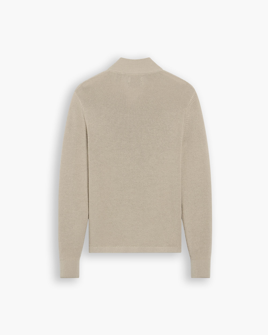 View of model wearing Pure Cashmere Quarter Zip Sweater, Regular Fit.