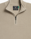 View of model wearing Pure Cashmere Quarter Zip Sweater, Regular Fit.