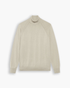 View of model wearing Pure Cashmere Turtleneck Sweater, Regular Fit.