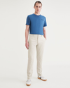 Front view of model wearing Sahara Khaki Alpha Chino Pants, Skinny Fit.