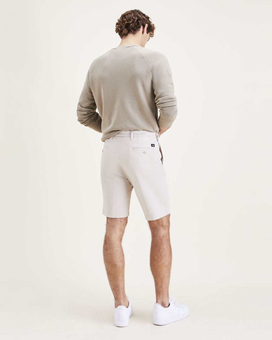 Back view of model wearing Sahara Khaki Big and Tall Supreme Flex Modern Chino Shorts.