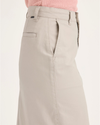 Side view of model wearing Sahara Khaki Chino Skirt.