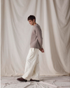 Front view of model wearing Sahara Khaki Dockers® x Transnomadica Mariner Sweater.