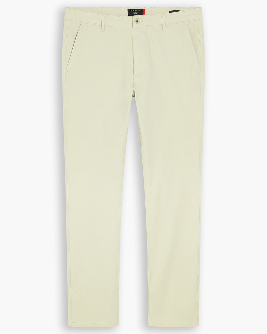 View of model wearing Sahara Khaki Essential Chino Pants, Skinny Fit.