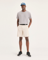 Front view of model wearing Sahara Khaki Go Chino Shorts, Straight Fit with Airweave.