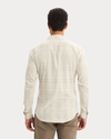 Back view of model wearing Sahara Khaki Icon Button Up Shirt, Slim Fit.