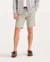 Front view of model wearing Sahara Khaki Men's Supreme Flex Modern Chino Short.