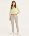 Front view of model wearing Sahara Khaki Mid-Rise Collins Trouser with Sculpt, Slim Fit.