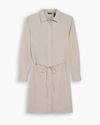 View of model wearing Sahara Khaki Midi Shirt Dress, Regular Fit.