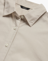 View of model wearing Sahara Khaki Midi Shirt Dress, Regular Fit.