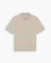 View of model wearing Sahara Khaki Pique Polo, Slim Fit.