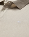 View of model wearing Sahara Khaki Pique Polo, Slim Fit.