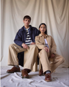 View of model wearing Seaworthy Khaki Dockers® x Transnomadica Mechanics Jacket.
