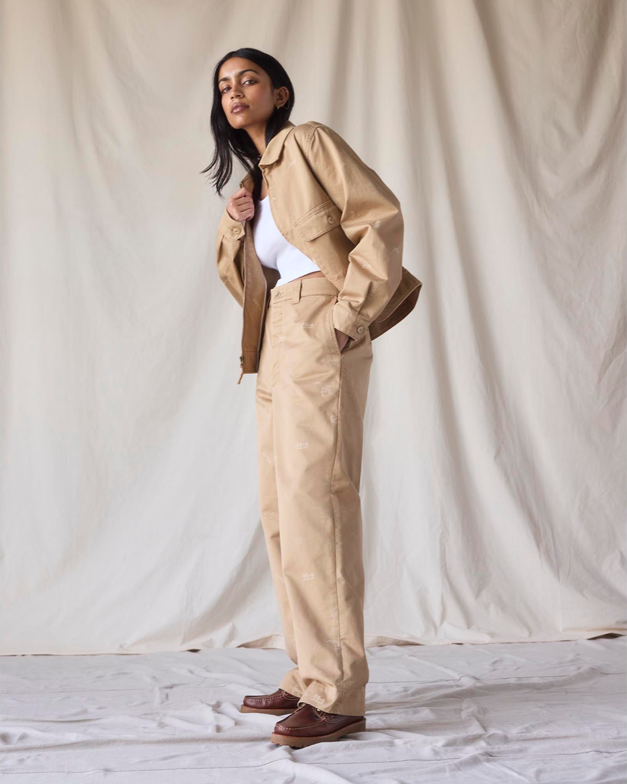 Front view of model wearing Seaworthy Khaki Dockers® x Transnomadica Officer Chino.