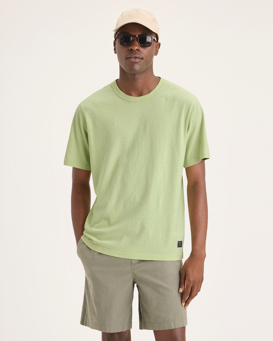 Front view of model wearing Seedling Men's Regular Fit Original Tee Shirt.