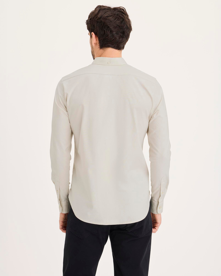 Back view of model wearing Silver Birch Oxford Shirt, Slim Fit.