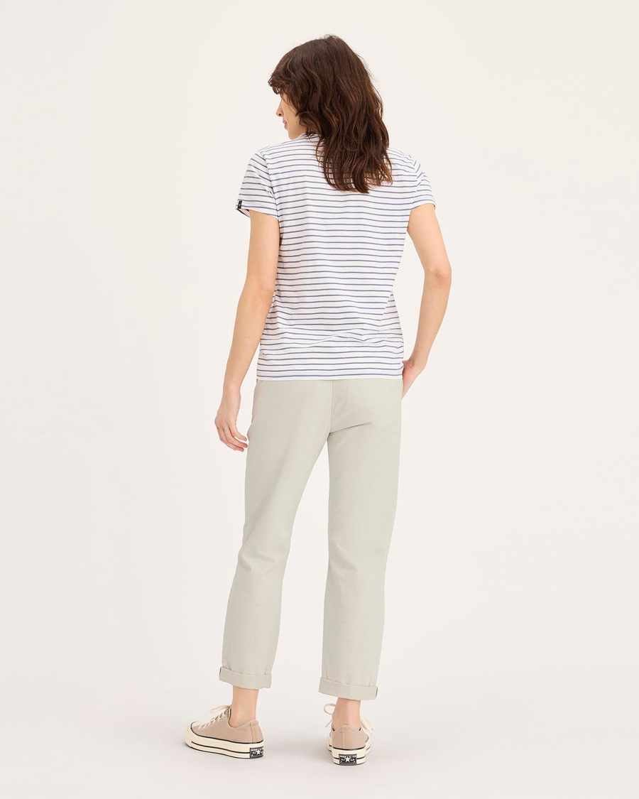 Back view of model wearing Silver Birch Weekend Chino Pants, Slim Fit.