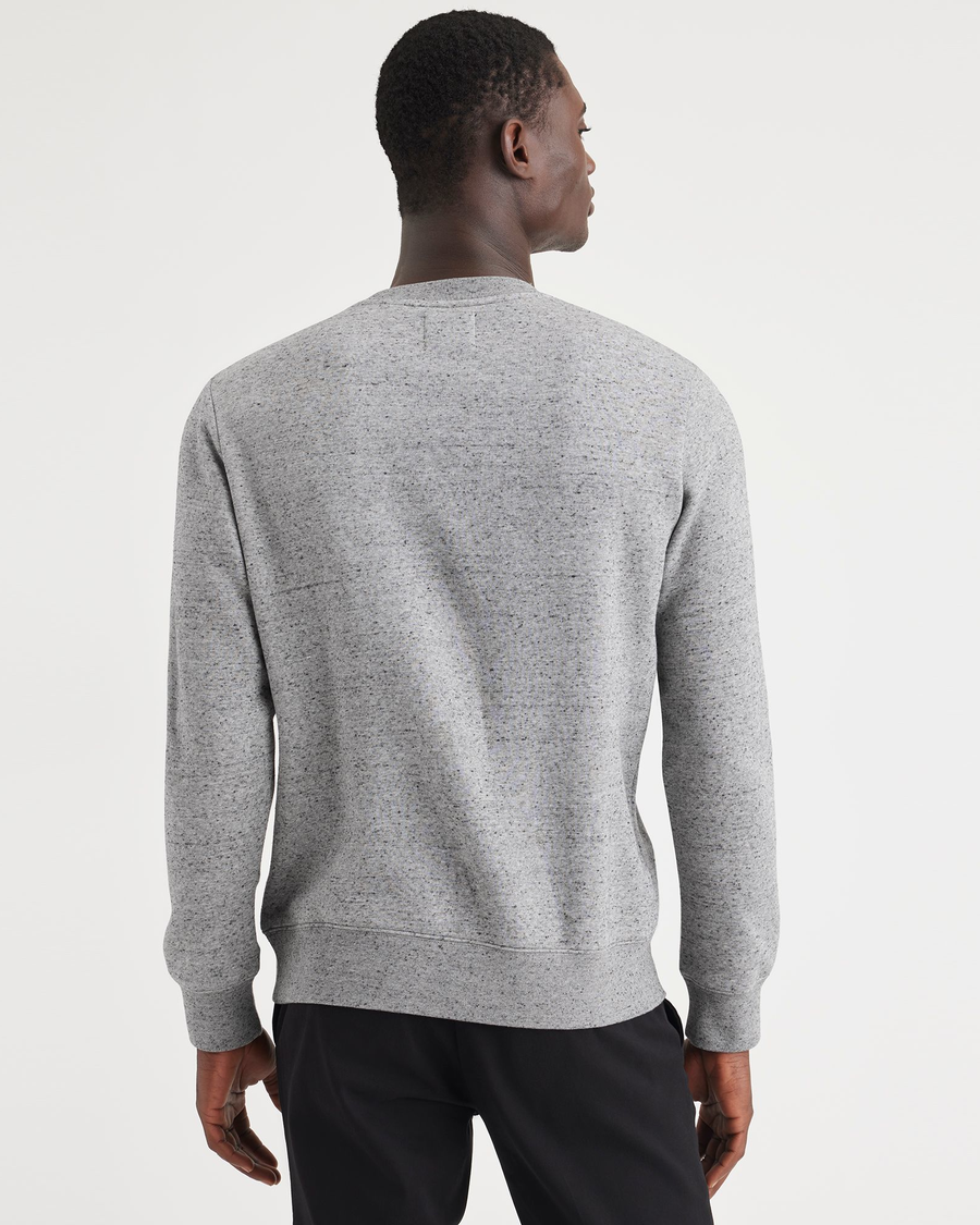Back view of model wearing Smokestack Heather Crewneck Sweatshirt,  Regular Fit.
