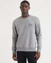 Front view of model wearing Smokestack Heather Crewneck Sweatshirt,  Regular Fit.