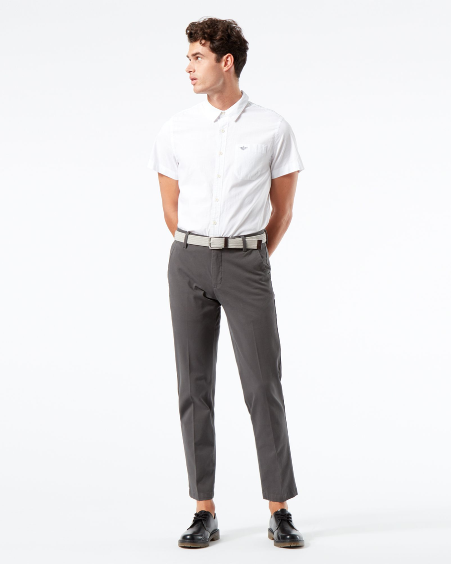 Front view of model wearing Storm Workday Khaki Pants, Slim Fit.