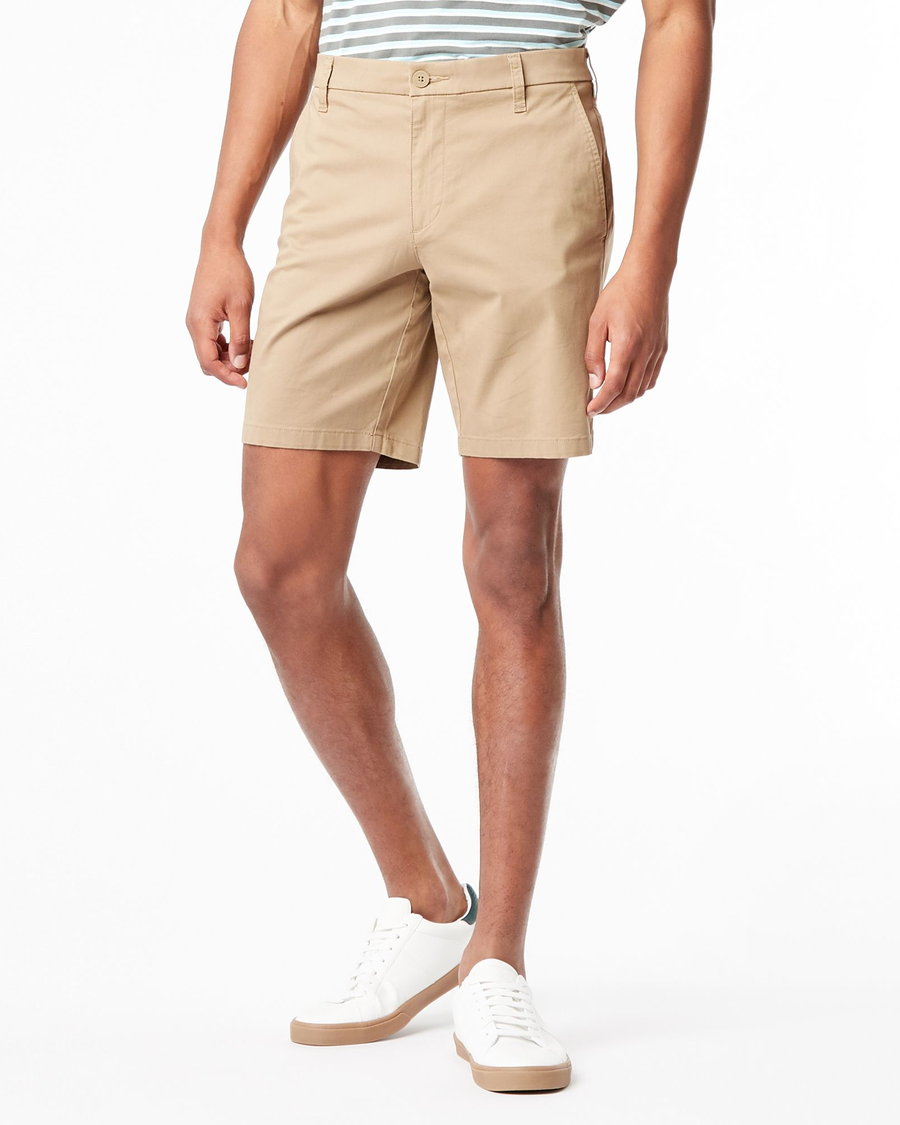 Front view of model wearing Summer Earth Men's Straight Fit Ultimate Shorts.