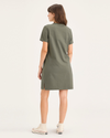 Back view of model wearing Tea Leaf Women's Regular Fit T-Shirt Dress.