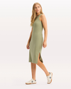 View of model wearing Tea Tank Dress with Loft Knit, Slim Fit.