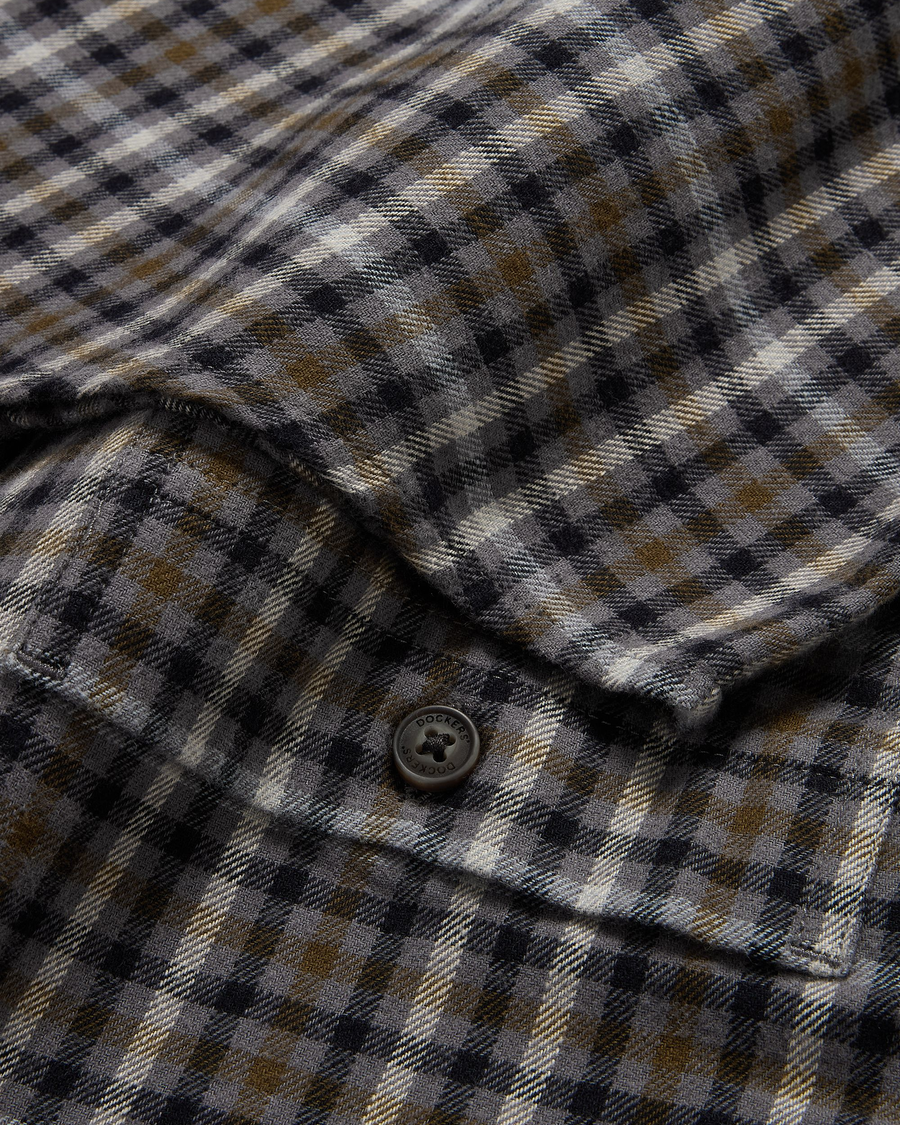 View of model wearing Thunderstorm Grey Men's Regular Fit 2 Pocket Work Shirt.