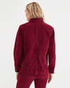 Back view of model wearing Tibetan Red Women's Regular Fit Chore Jacket.