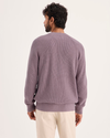 Back view of model wearing Toadstool Crewneck Sweater, Regular Fit.