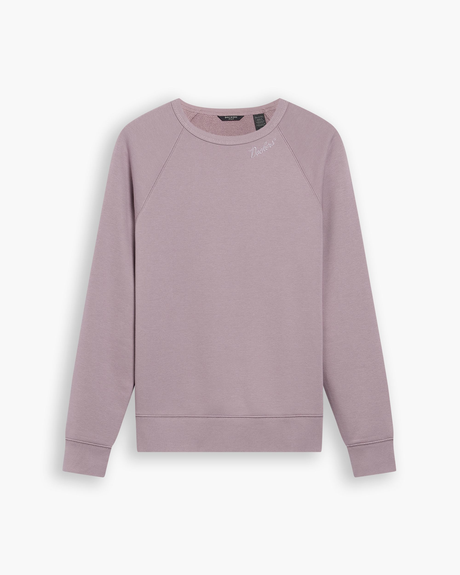 View of model wearing Toadstool Crewneck Sweatshirt, Regular Fit.