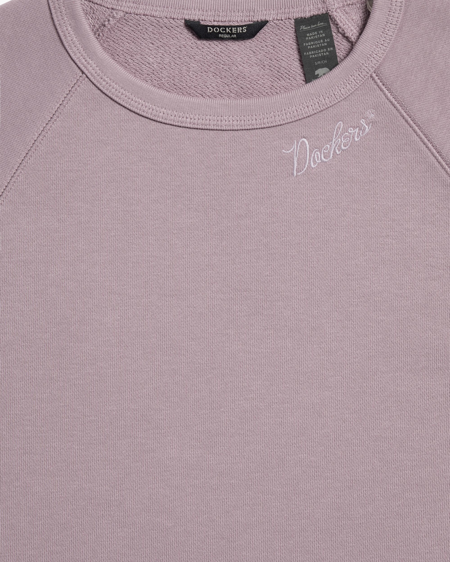 View of model wearing Toadstool Crewneck Sweatshirt, Regular Fit.