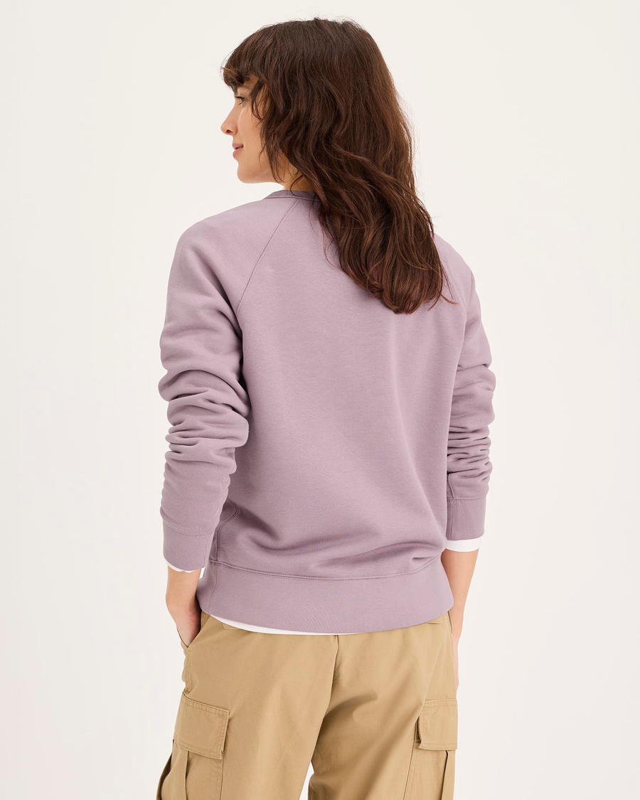Back view of model wearing Toadstool Crewneck Sweatshirt, Regular Fit.