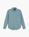 View of model wearing Tourmaline Men's Regular Fit Ultimate Shirt.
