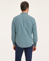Back view of model wearing Tourmaline Men's Regular Fit Ultimate Shirt.