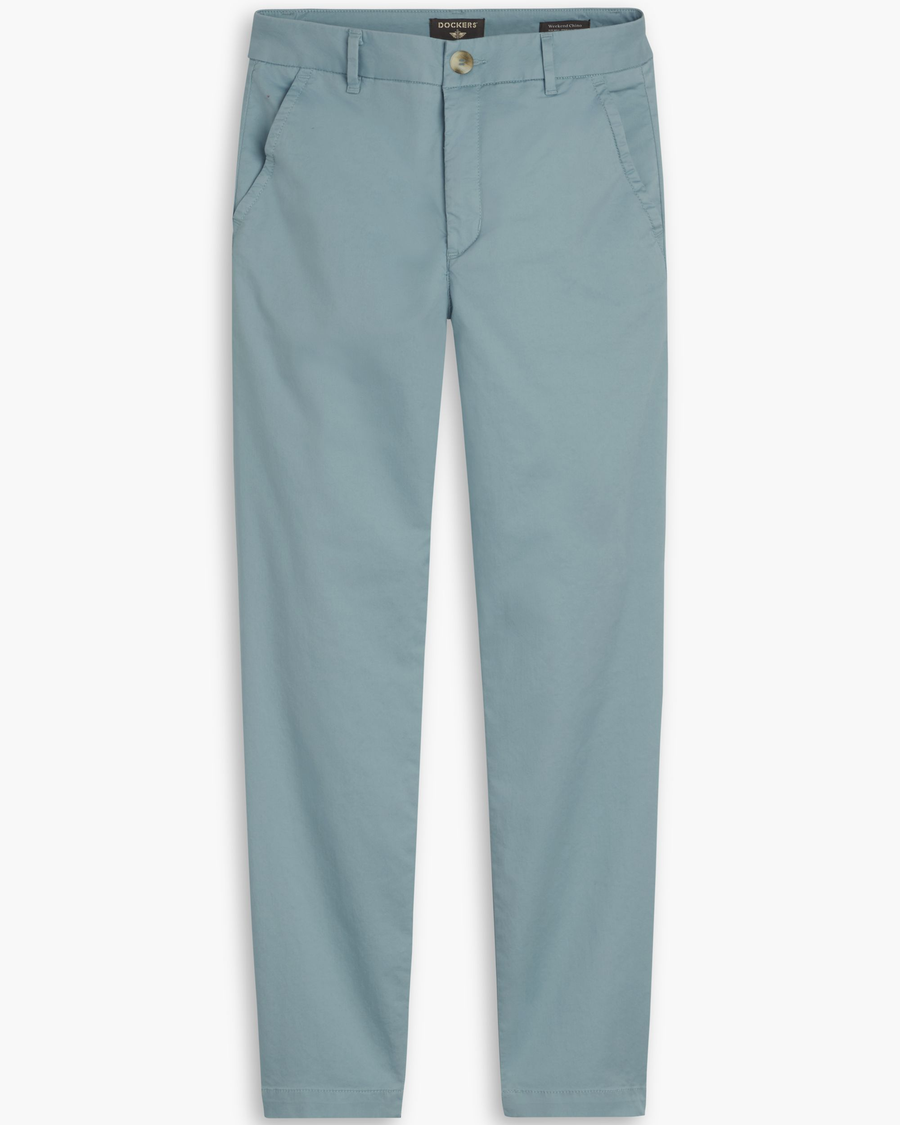 View of model wearing Tourmaline Women's Slim Fit Weekend Chino Pants.