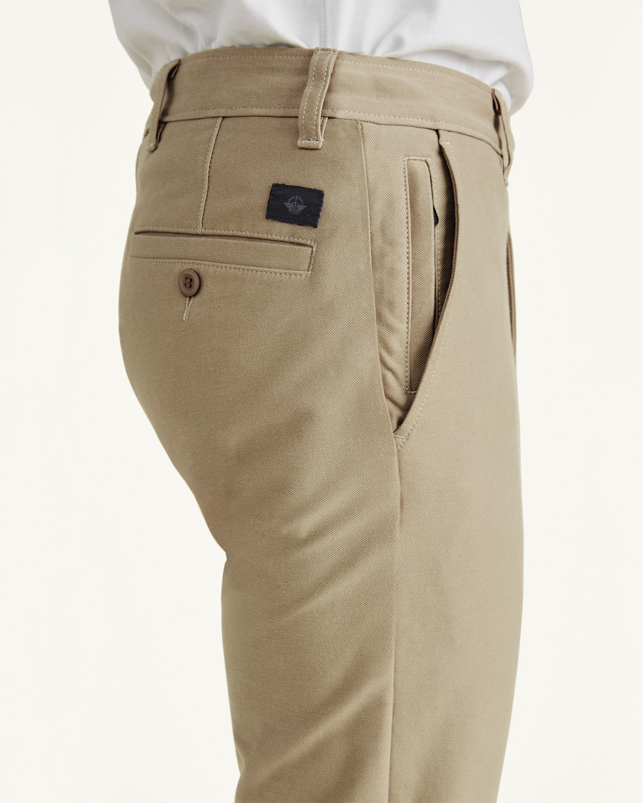 View of model wearing True Chino Smart 360 Flex Comfort Knit Chino Pants, Slim Fit.