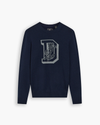 View of model wearing Varsity Anchor Premium Crewneck Sweater, Regular Fit.